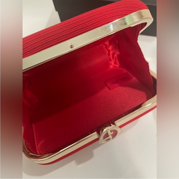 Giorgio Armani Red Clutch with Gold Logo - Picture 7 of 12